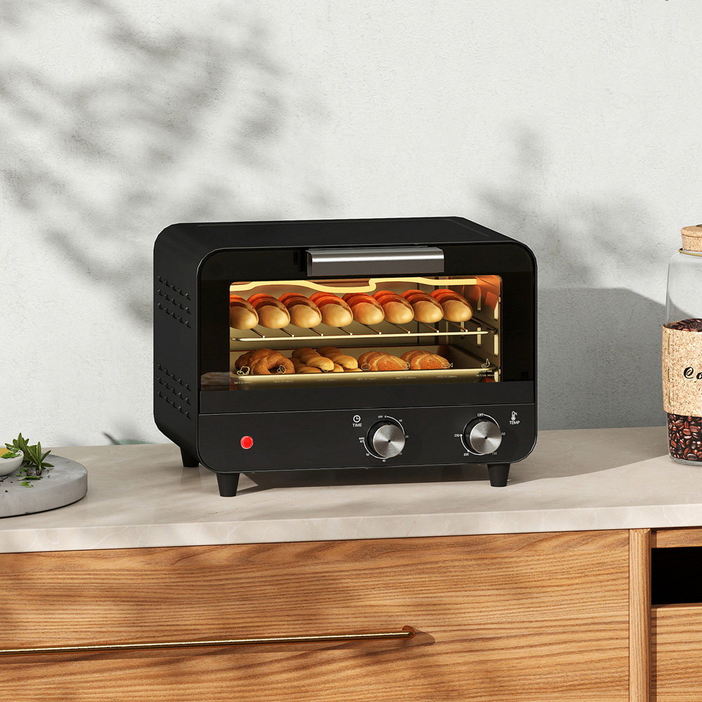HOMCOM Black 12L Mini Countertop Toaster Oven Image 2
