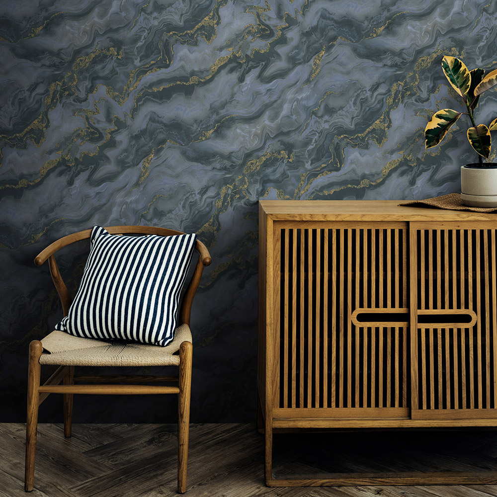 Elle Decoration Mystic Spell Blue Vinyl Wallpaper by Erismann Image 2