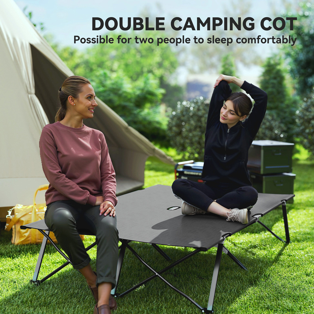 Outsunny Double Charcoal Grey Portable Camping Cot Image 6