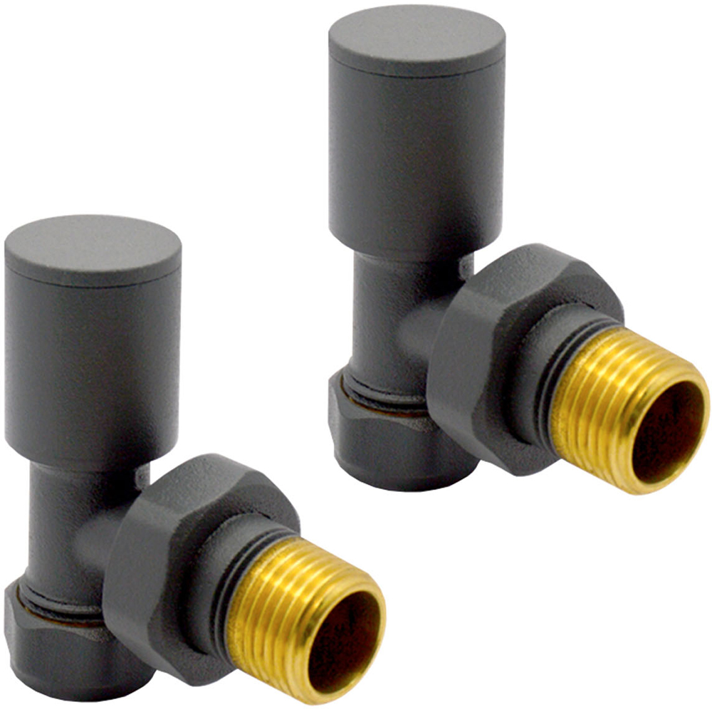 Go Bathrooms Anthracite Angled Radiator Valves Set 15mm Image 1