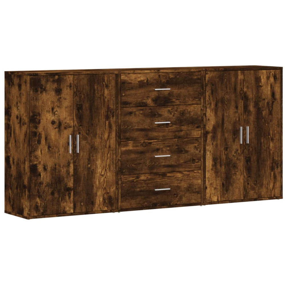 vidaXL 4 Door 4 Drawer Smoked Oak Sideboard Image 2