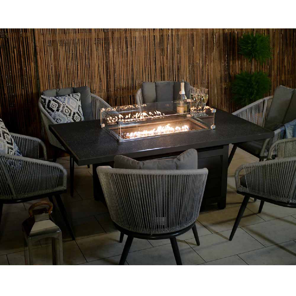 Royalcraft Aspen 6 Seater Firepit Dining Set Grey Image 8