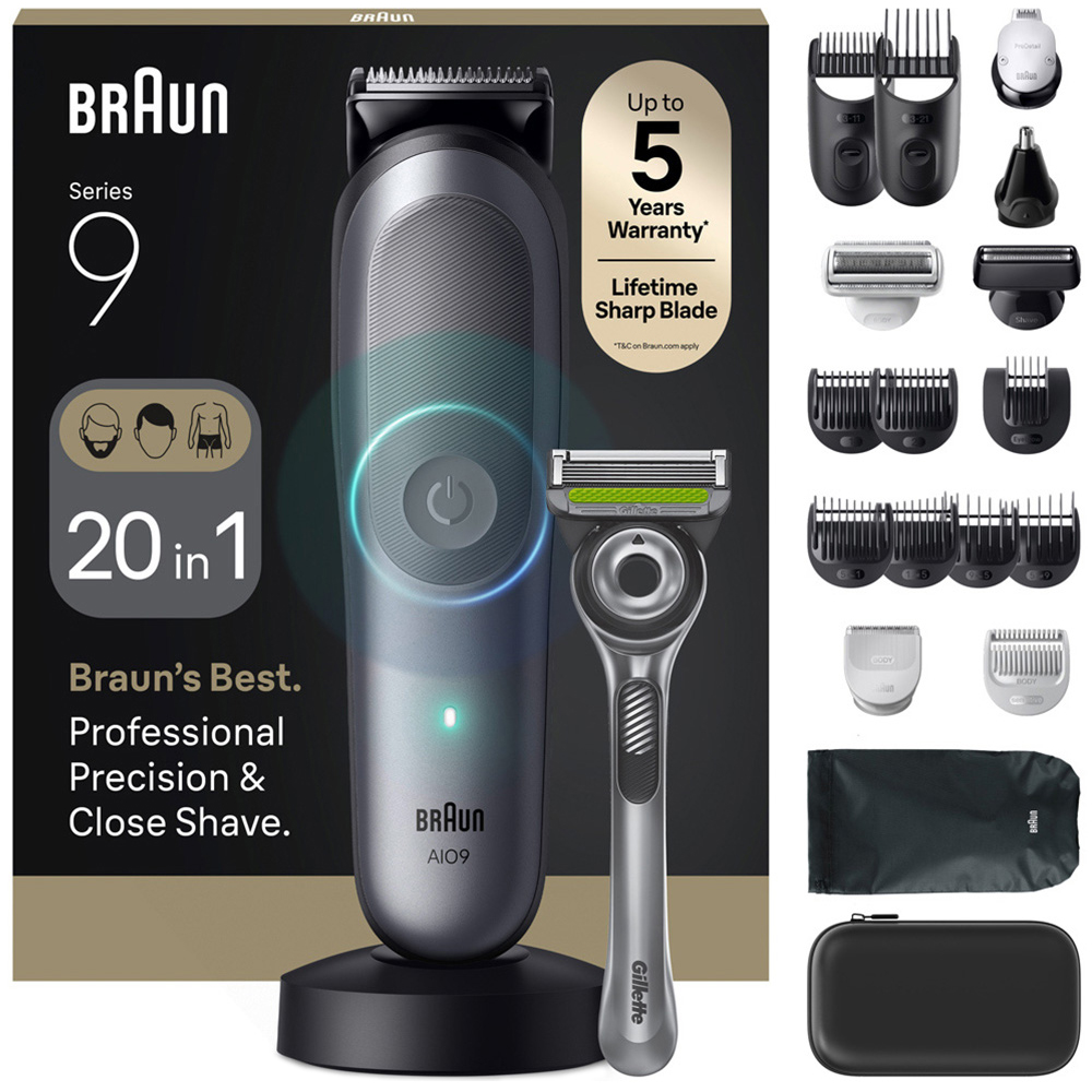 Braun Series 9 20-in-1 Grey Cordless Mens Grooming Kit with Li-Ion Battery Image 2