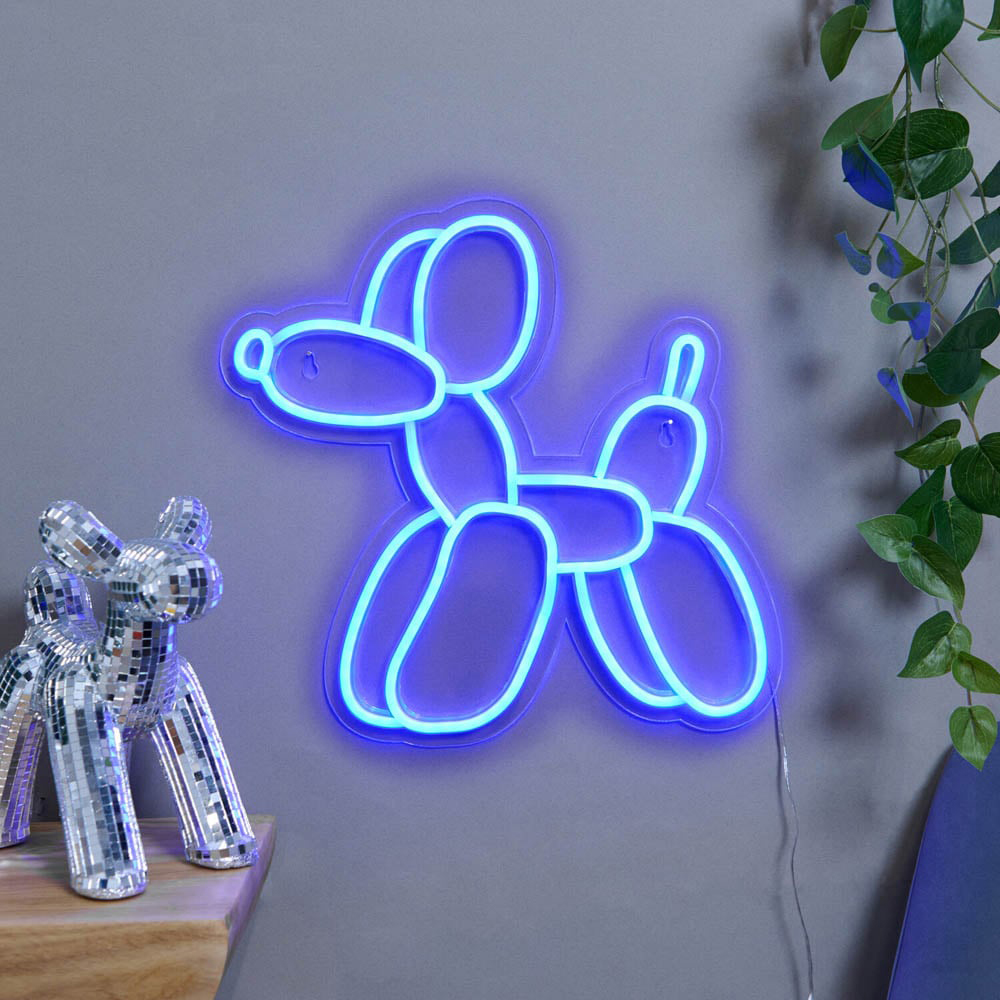Blue Balloon Dog Neon Sign - White Image 1