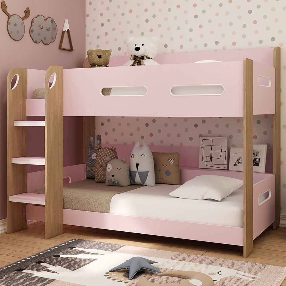 Kudl Pink and Oak Bunk Bed Image 1