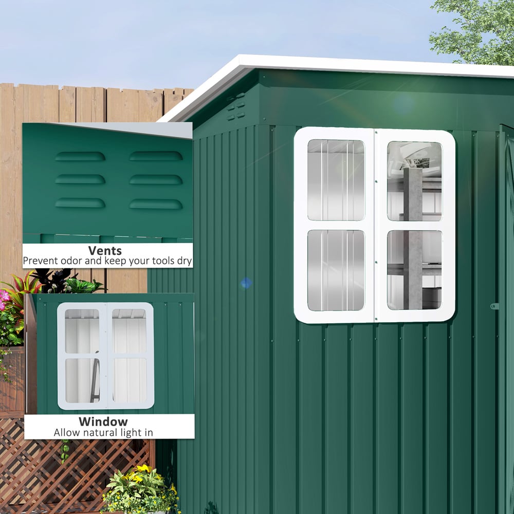Outsunny 8.5 x 6ft Green Galvanised Steel Garden Shed with Foundation Kit Image 6