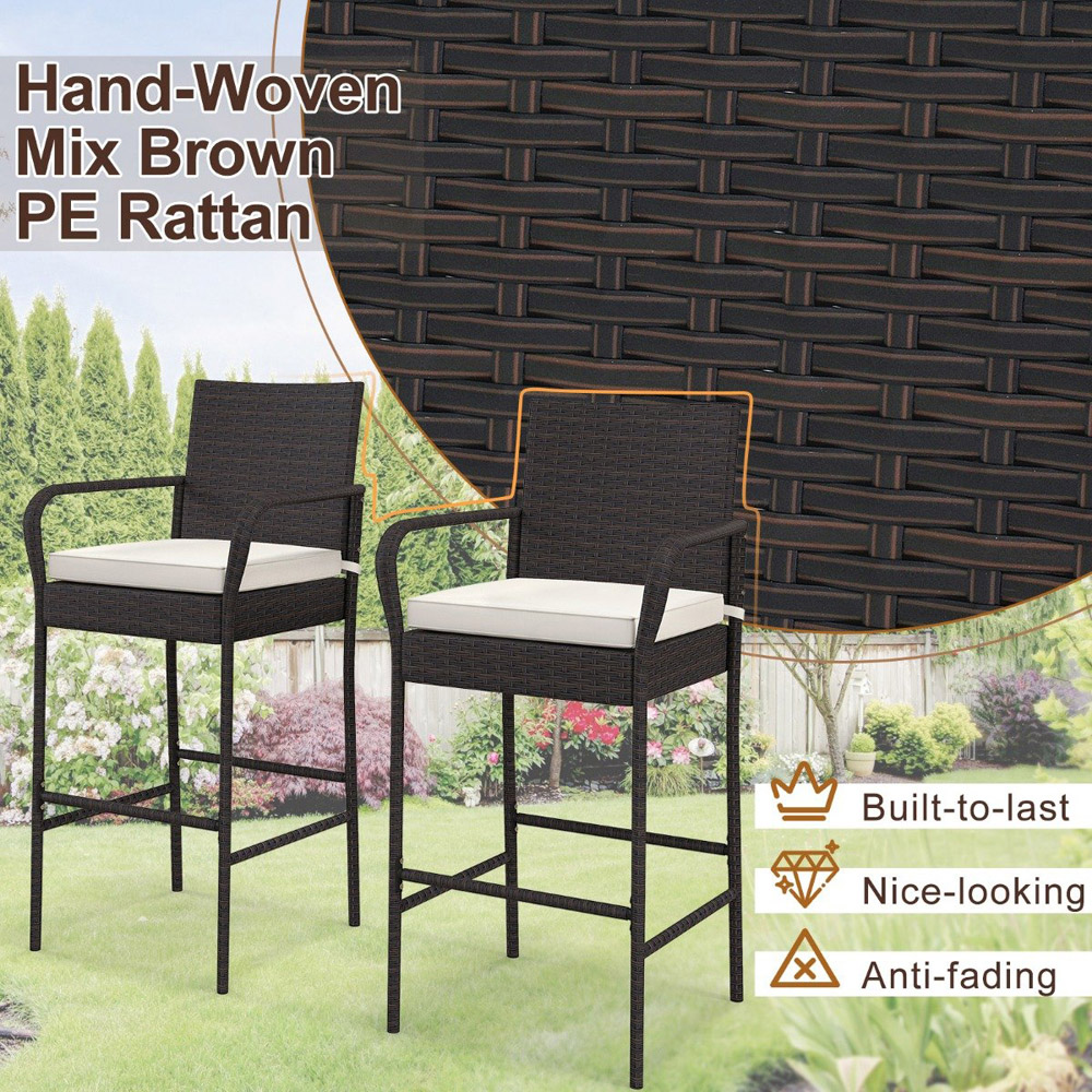 Costway Wicker Bar Stool Set of 2 Image 6