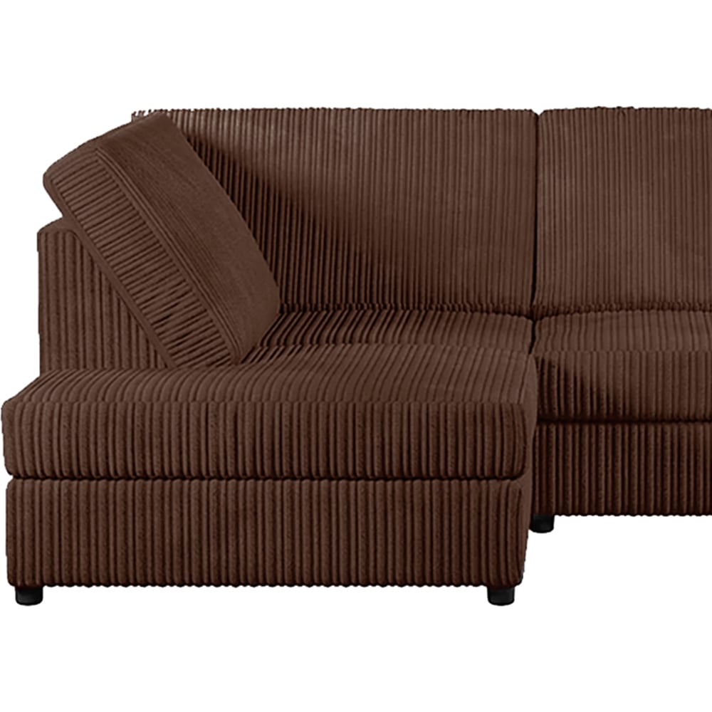 Luxor 4 Seater Chocolate Jumbo Cord Full Back Left Hand L Shape Corner Sofa Image 4
