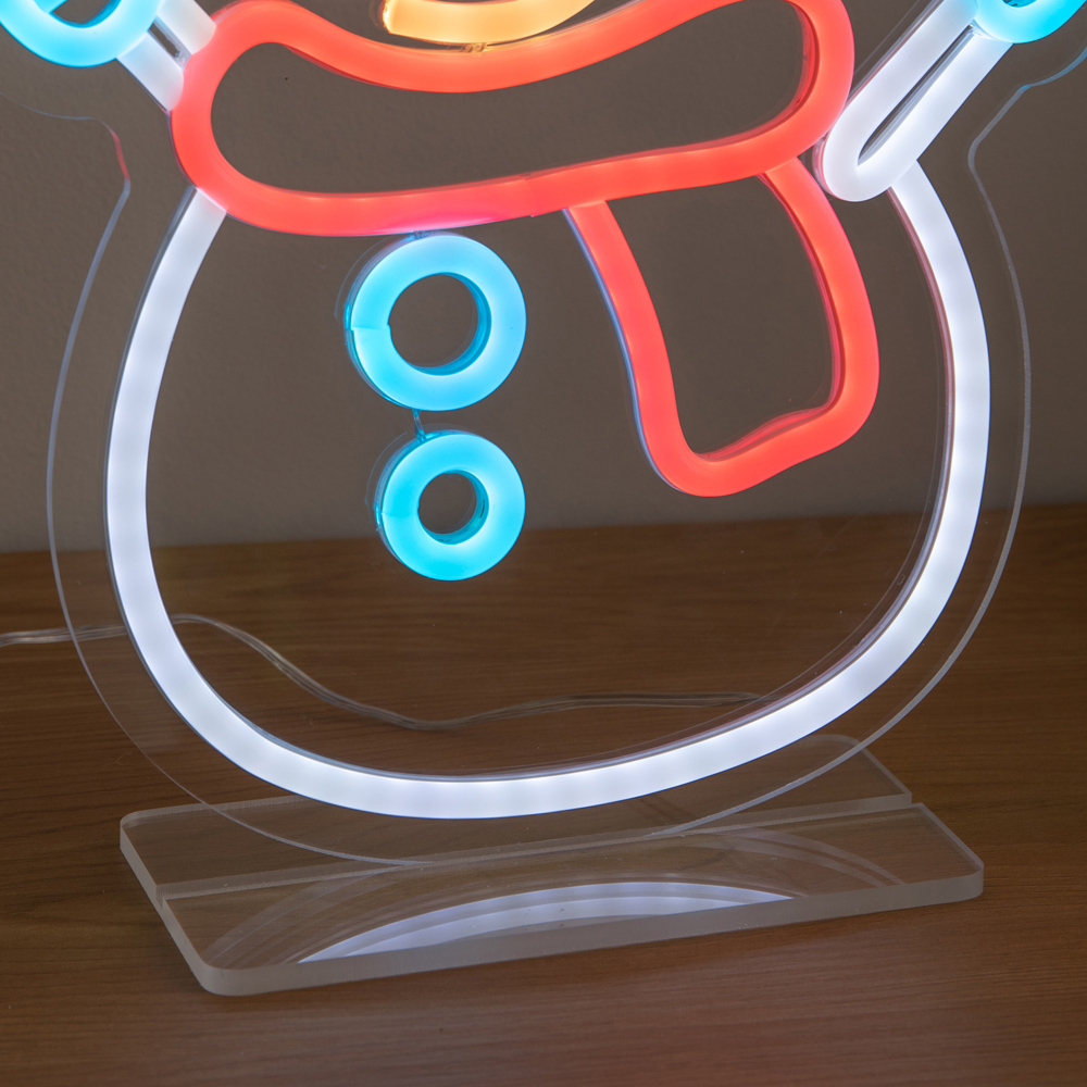 Samuel Alexander Multicolour LED Light-Up Neon Snowman Christmas Decoration 30cm Image 2