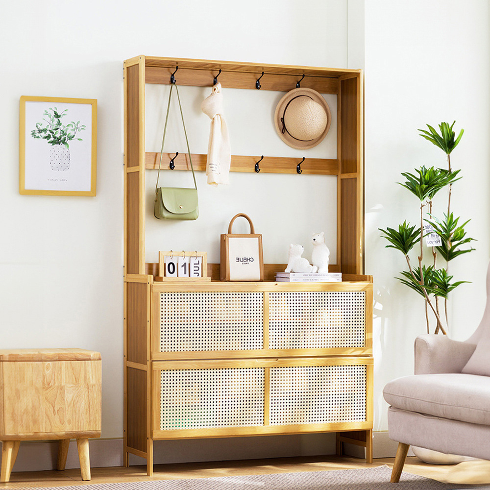 H&O Direct 4 Tier Brown Shoe Cabinet Image 5