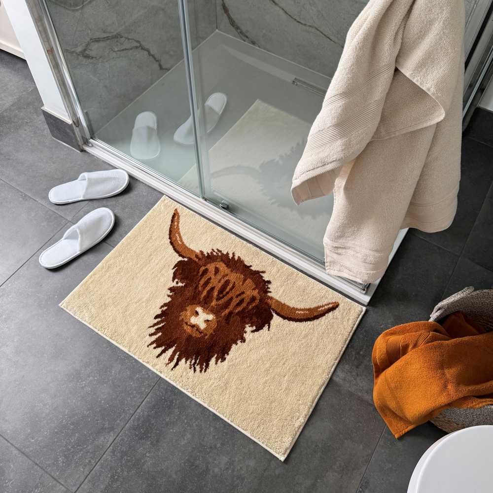 Allure Bath Fashions Luxury Highland Cow Brown Non Slip Bath Mat 50 x 80cm Image 5