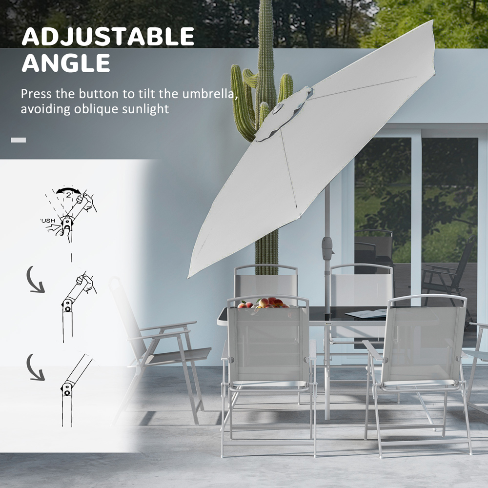 Outsunny 6 Seater Garden Dining Set with Parasol Tempered Glass Top Grey Image 6