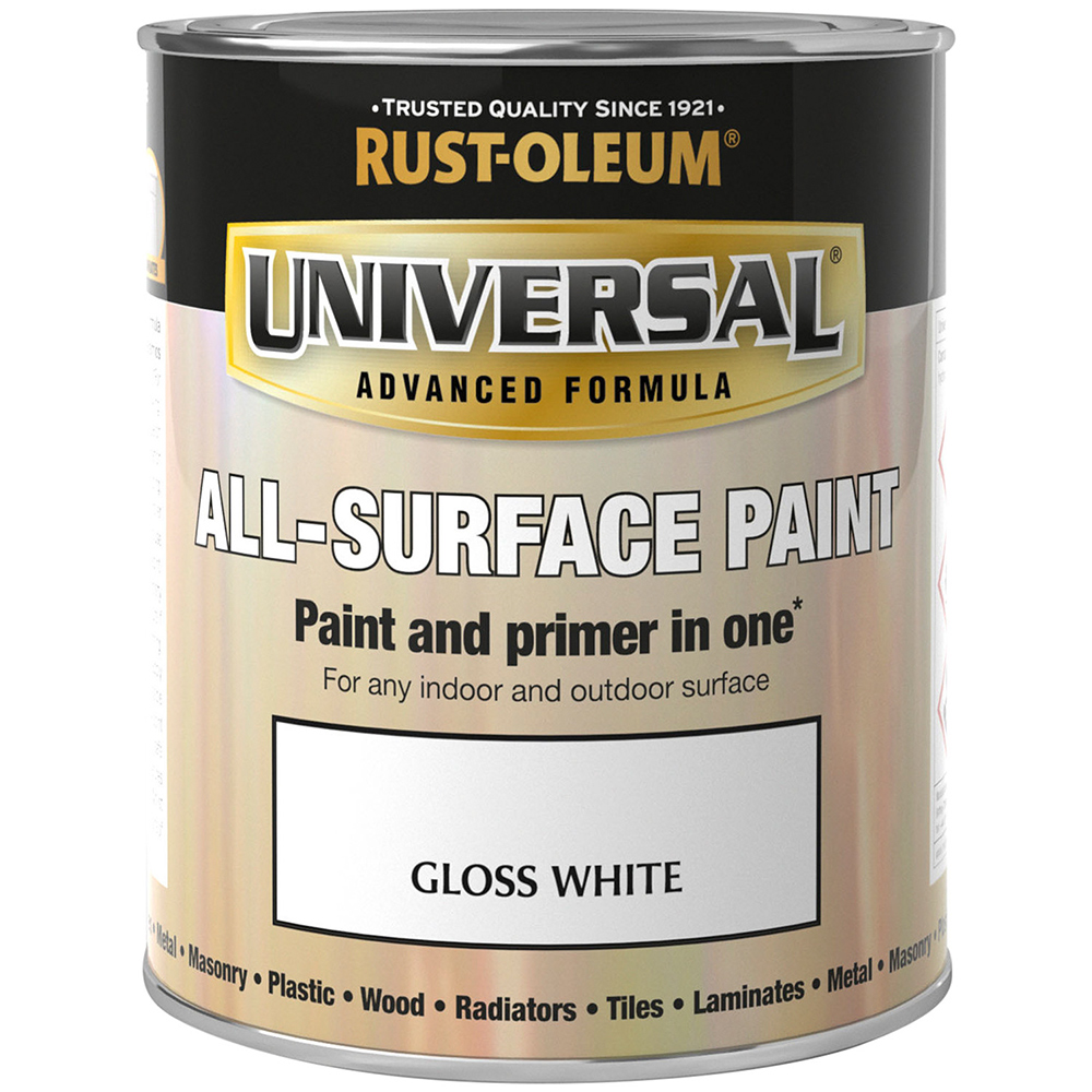 Rust-Oleum Universal All Surface Gloss White Paint and Primer 250ml Image 2