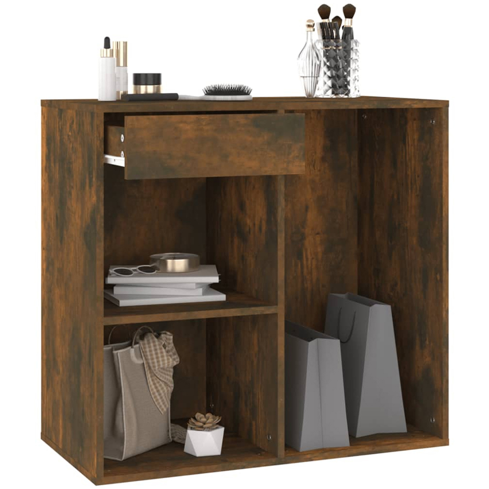 vidaXL Single Drawer 3 Shelf Smoked Oak Cosmetic Cabinet Image 6