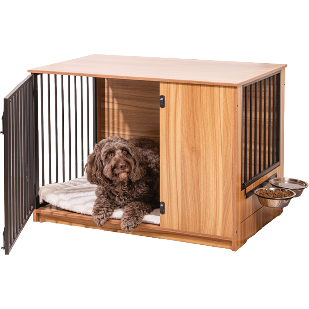 Medium Wooden Dog Crate Natural Image 1