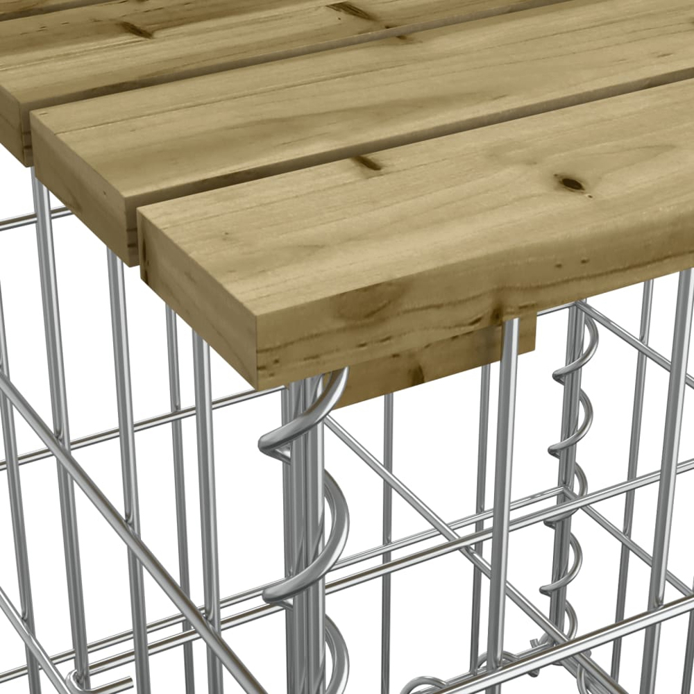 vidaXL Brown Solid Impregnated Pine Wood Gabion Design Garden Bench 92 x 71 x 65.5cm Image 5