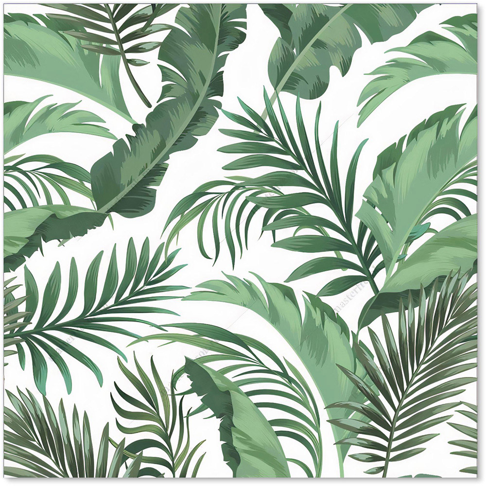 Warren Reed Designer Trendy Tropical Leaves Glass Kitchen Splashback 60 x 60cm Image 2
