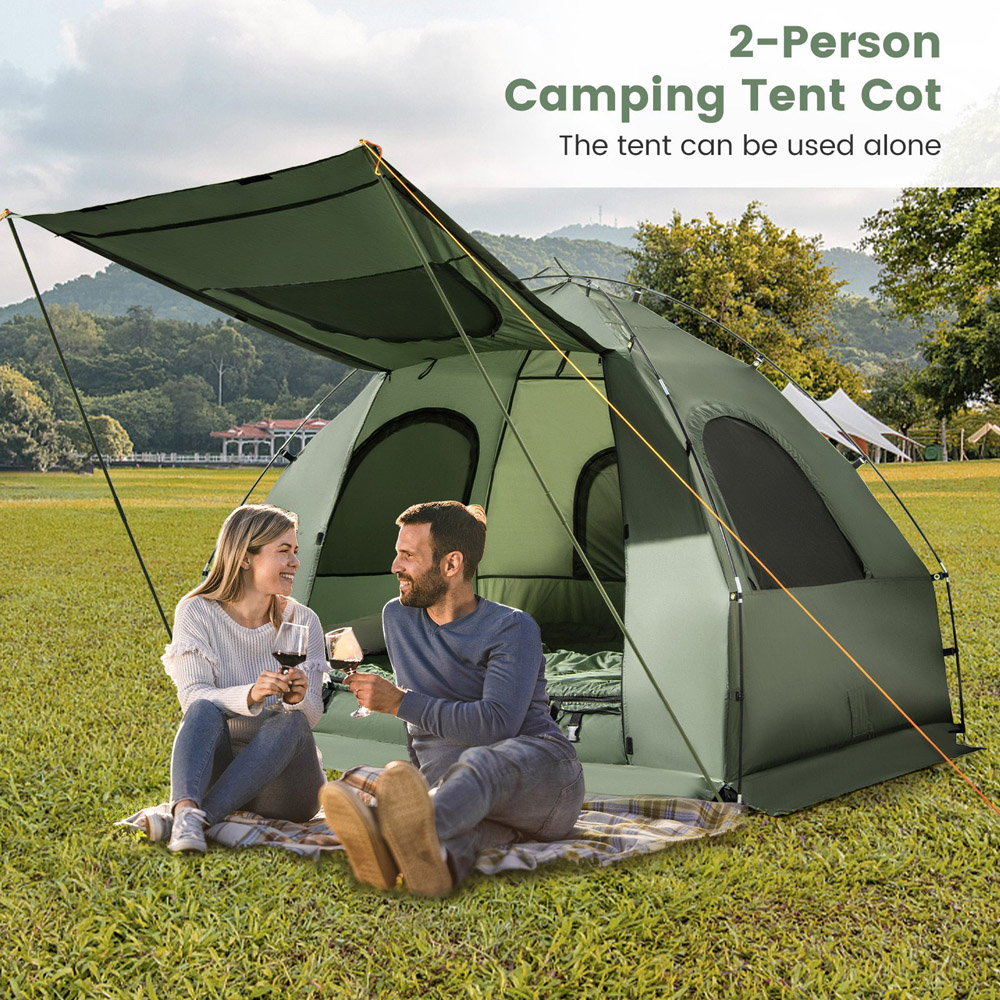 Costway 2 Person Camping Tent with Bed and Sleeping Bag Image 2