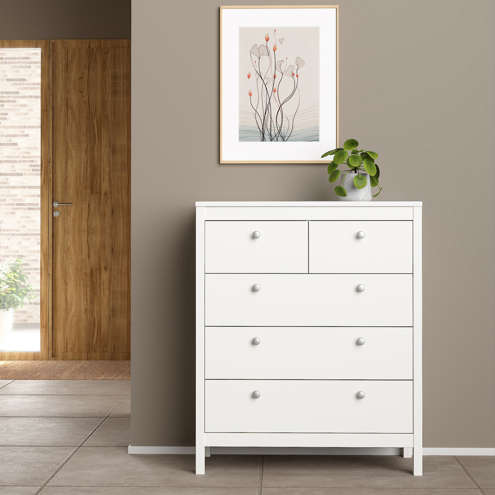 Florence Madrid 5 Drawer White Chest of Drawers Image 5