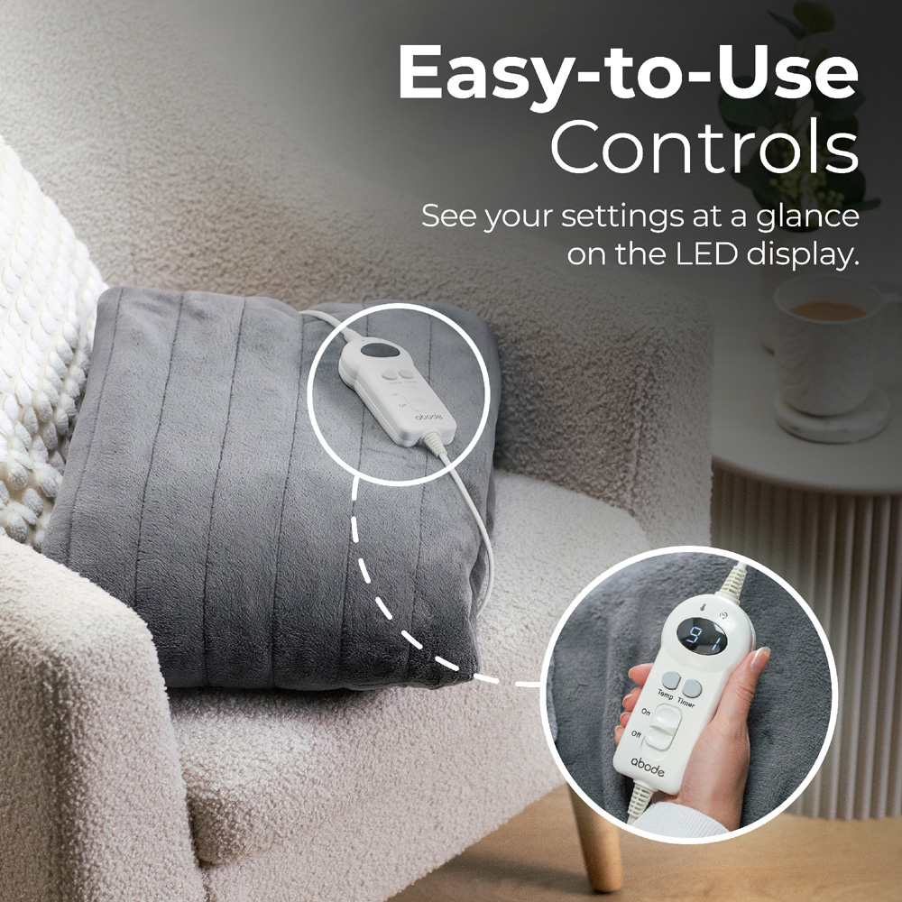 Abode Grey Microfleece Heated Throw 130 x 180cm Image 9