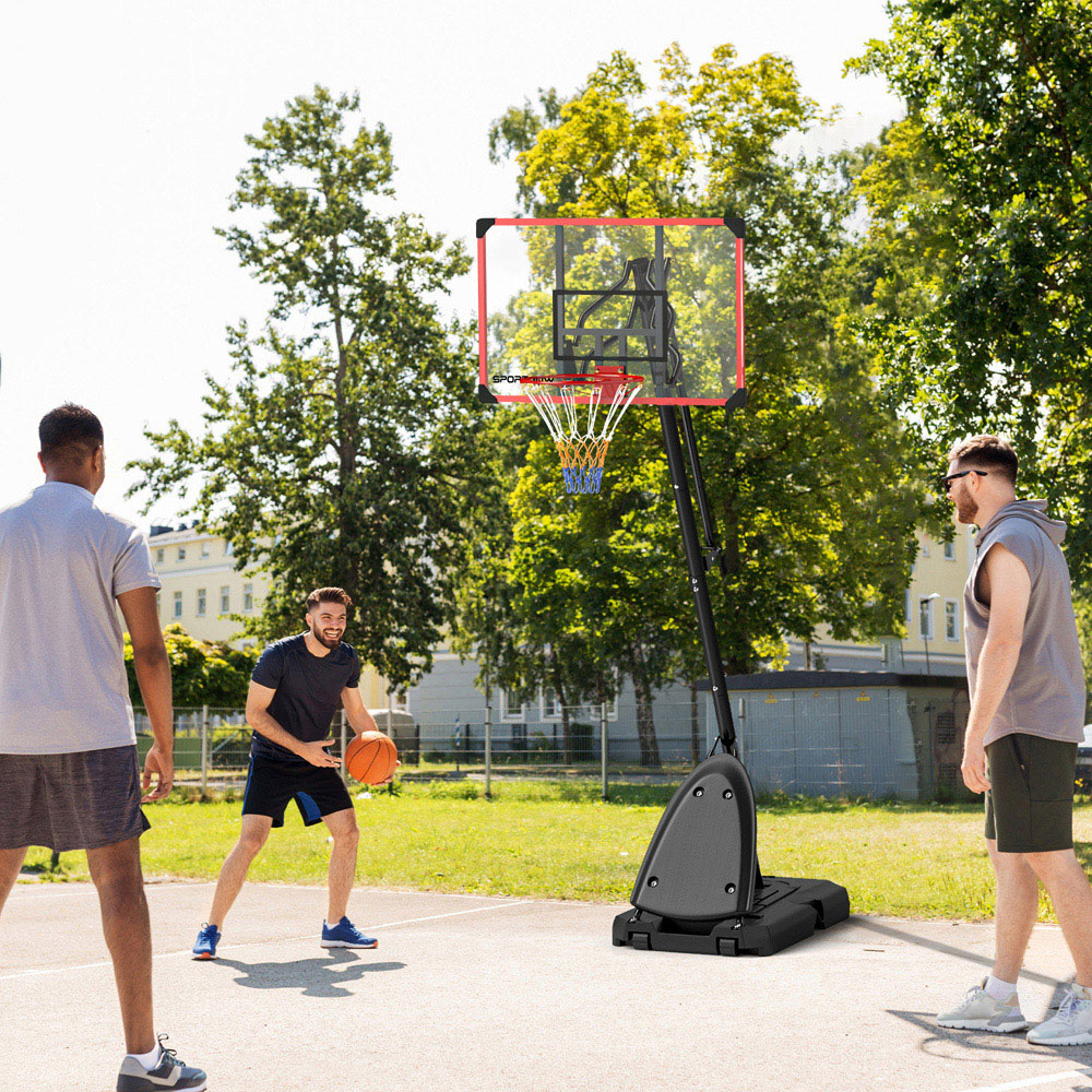 SPORTNOW Red Height Adjustable Basketball Hoop Stand with Weighted Base 240-290cm Image 3