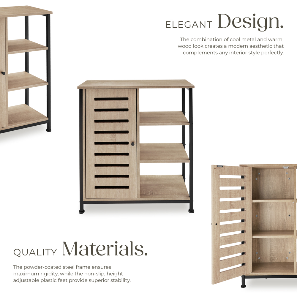 Tectake Runcorn Single Door 3 Shelf Sonoma Oak sideboard Image 4