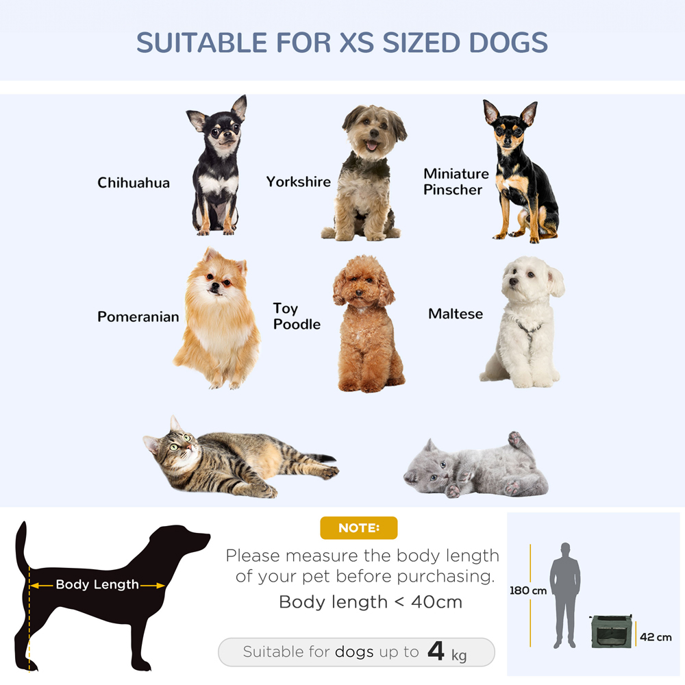 PawHut Grey Soft Side XS Dog Pet Carrier with Cushion Image 5