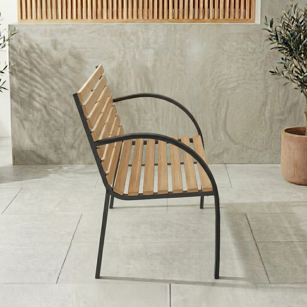 GARDEN VIDA Slatted Garden Bench Image 5