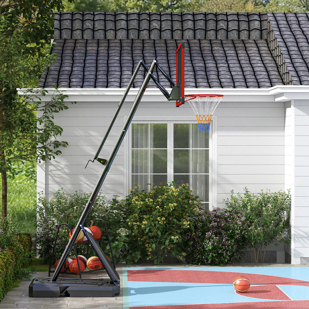 SPORTNOW Red Height Adjustable Basketball Hoop Stand with Weighted Base 240-290cm Image 2