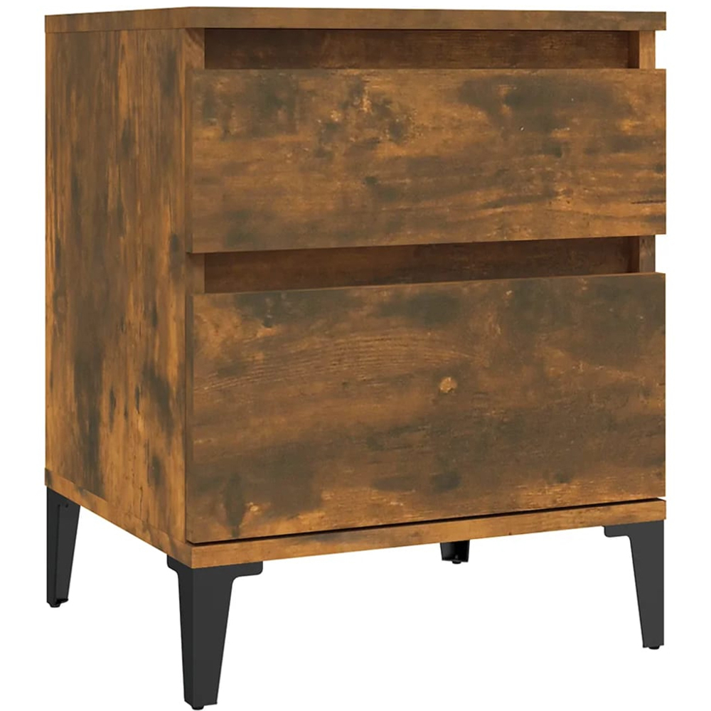 vidaXL 2 Drawer Smoked Oak Bedside Cabinet Image 2