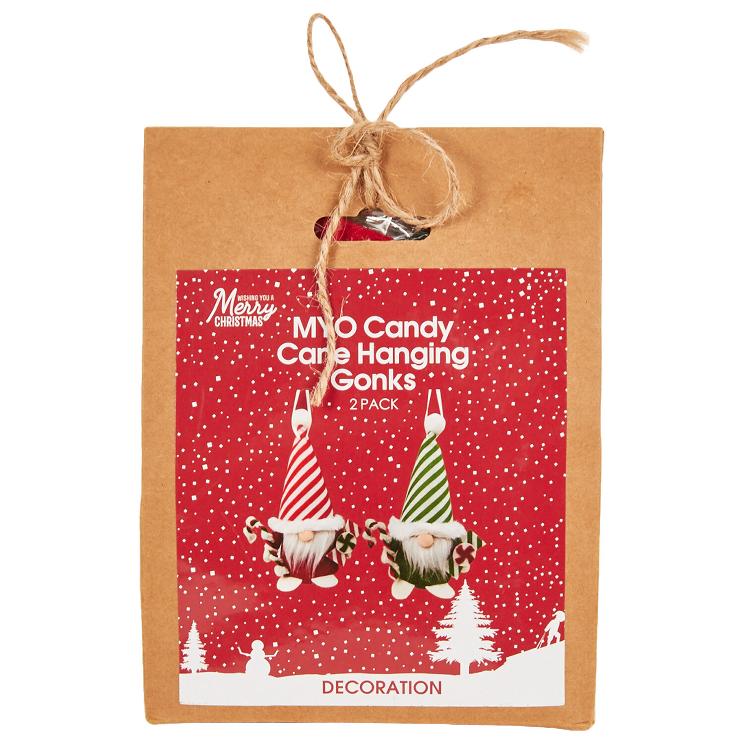 Pack of 2 Make Your Own Candy Cane Hanging Gonks - Red | Wilko