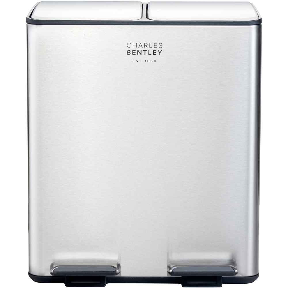 Charles Bentley 2 Compartment Stainless Steel Kitchen Pedal Bin 40L Image 3