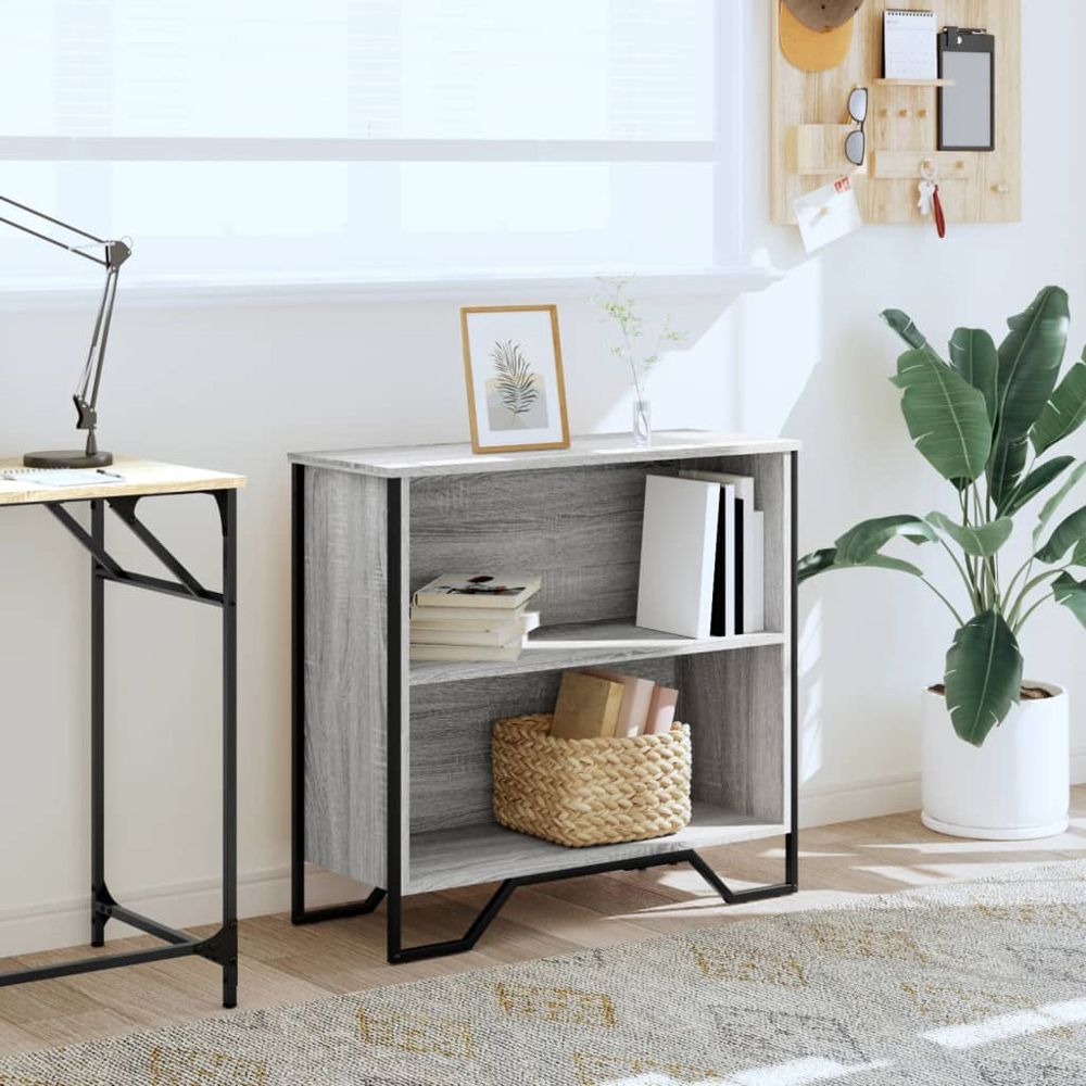 vidaXL 2 Shelf Grey Sonoma Bookcase Image 8