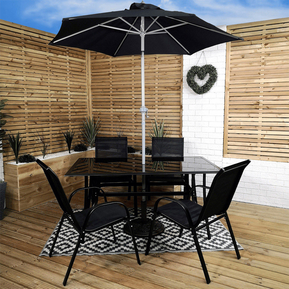 Samuel Alexander 4 Seater Rectangular Outdoor Dining Set Black Image 1