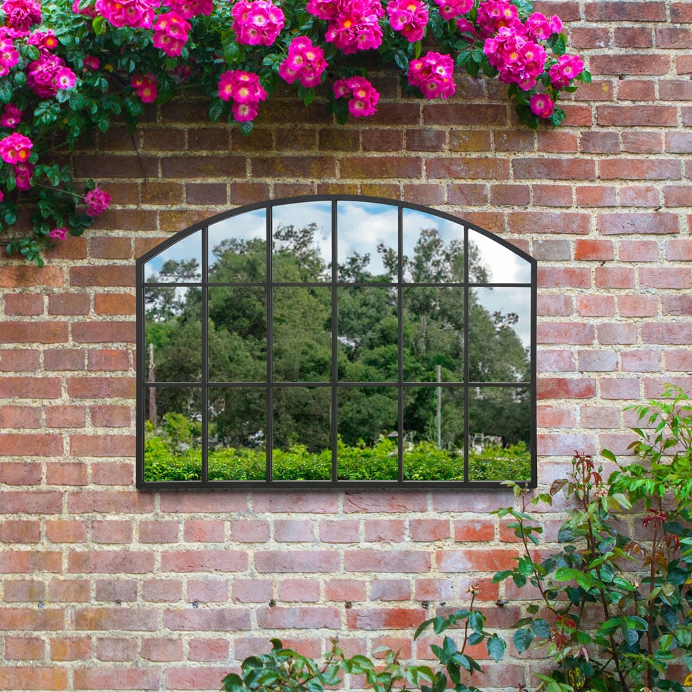 MirrorOutlet The Arcus Black Framed Arched Garden Wall Mirror 90 x 65cm Image 5