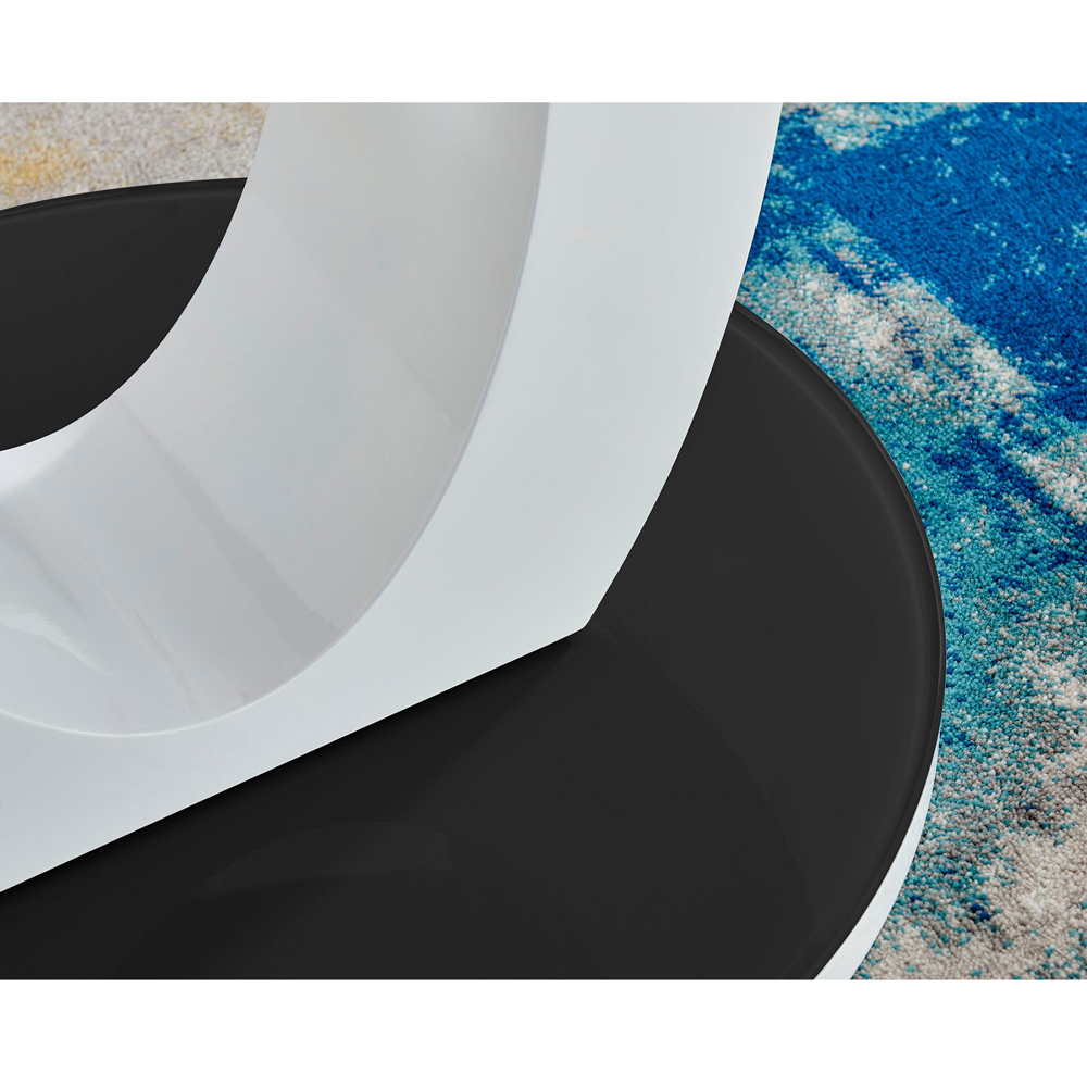 Furniturebox Lucia 4 Seater Black and White High Gloss and Glass Round Dining Table Image 2
