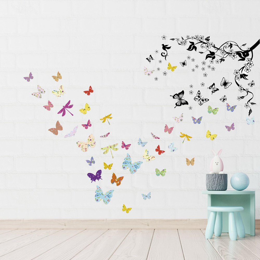 Walplus Kids Colourful Floral Butterfly Self Adhesive Wall Stickers Image 3