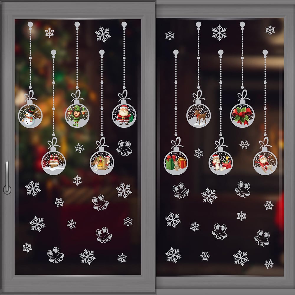 Walplus Matt Silver Christmas Ornaments Double-Sided Window Stickers 45 Piece Image 1