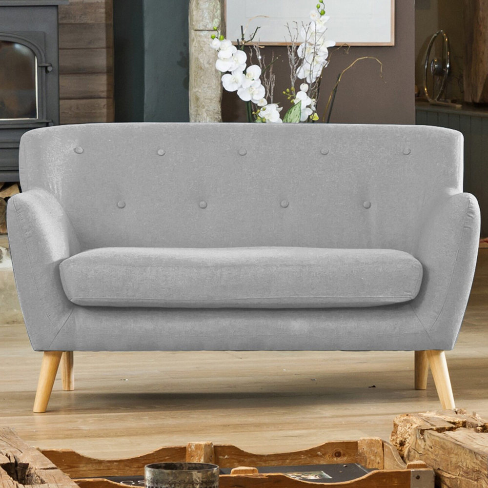 Lynwood 2 Seater Light Grey Fabric Sofa Image 1