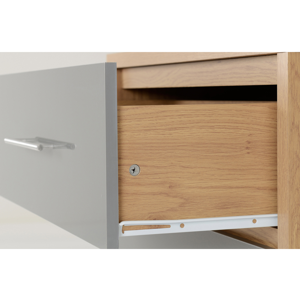 Seconique Seville 3 Drawer Grey Gloss Light Oak Effect Veneer Chest of Drawers Image 6