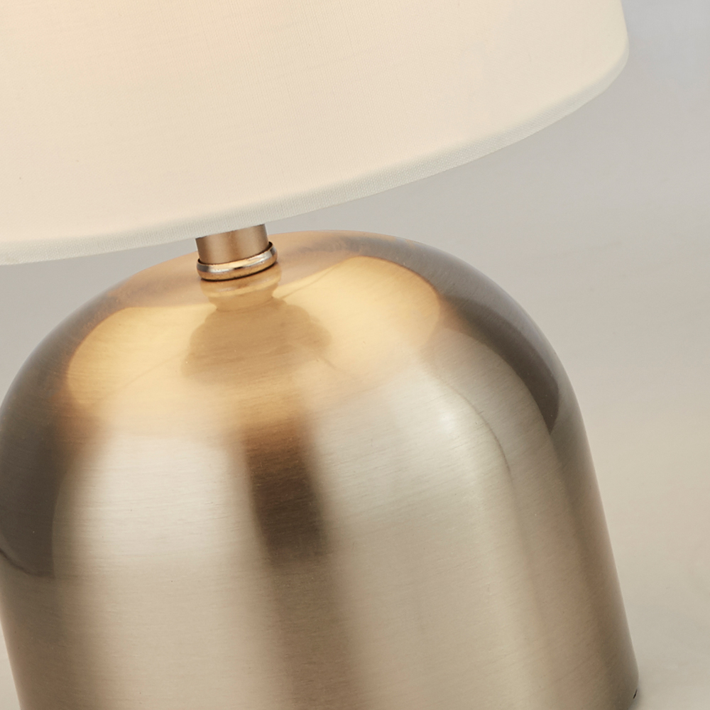 Lighting Collection Satin Silver Touch Lamp with White Shade Image 4