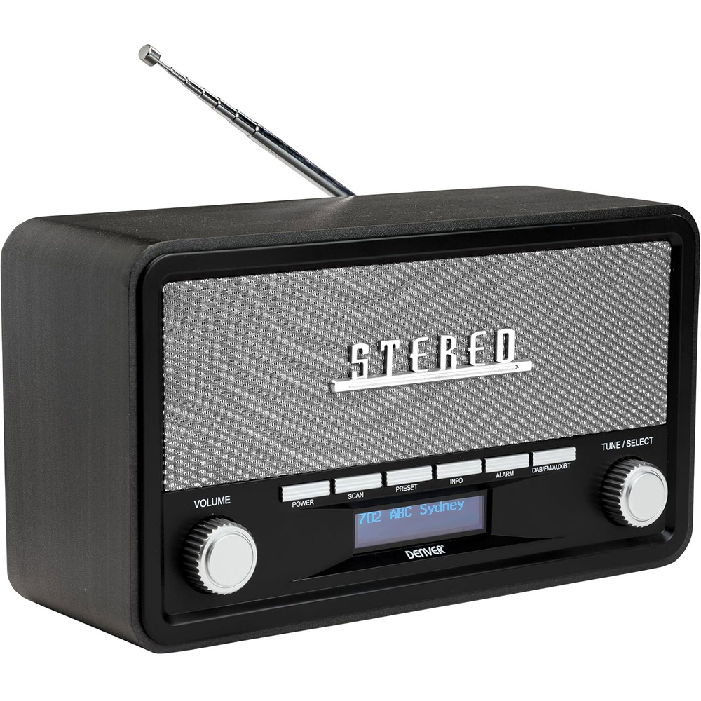 Denver DAB-18 Grey Wood Vintage Style Stereo DAB and DAB+ FM Radio Image 3