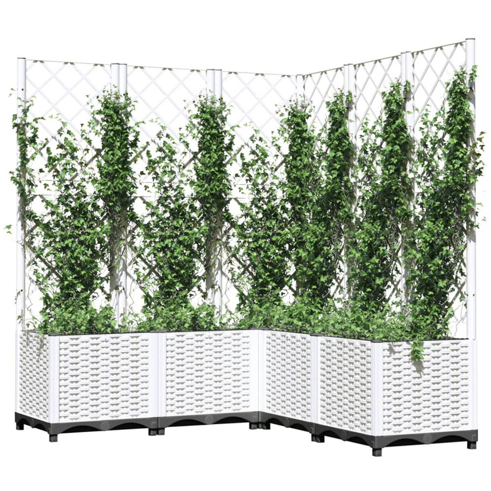 vidaXL White Polypropylene Garden Planter with Trellis 120 x 120 x 136cm Image 2