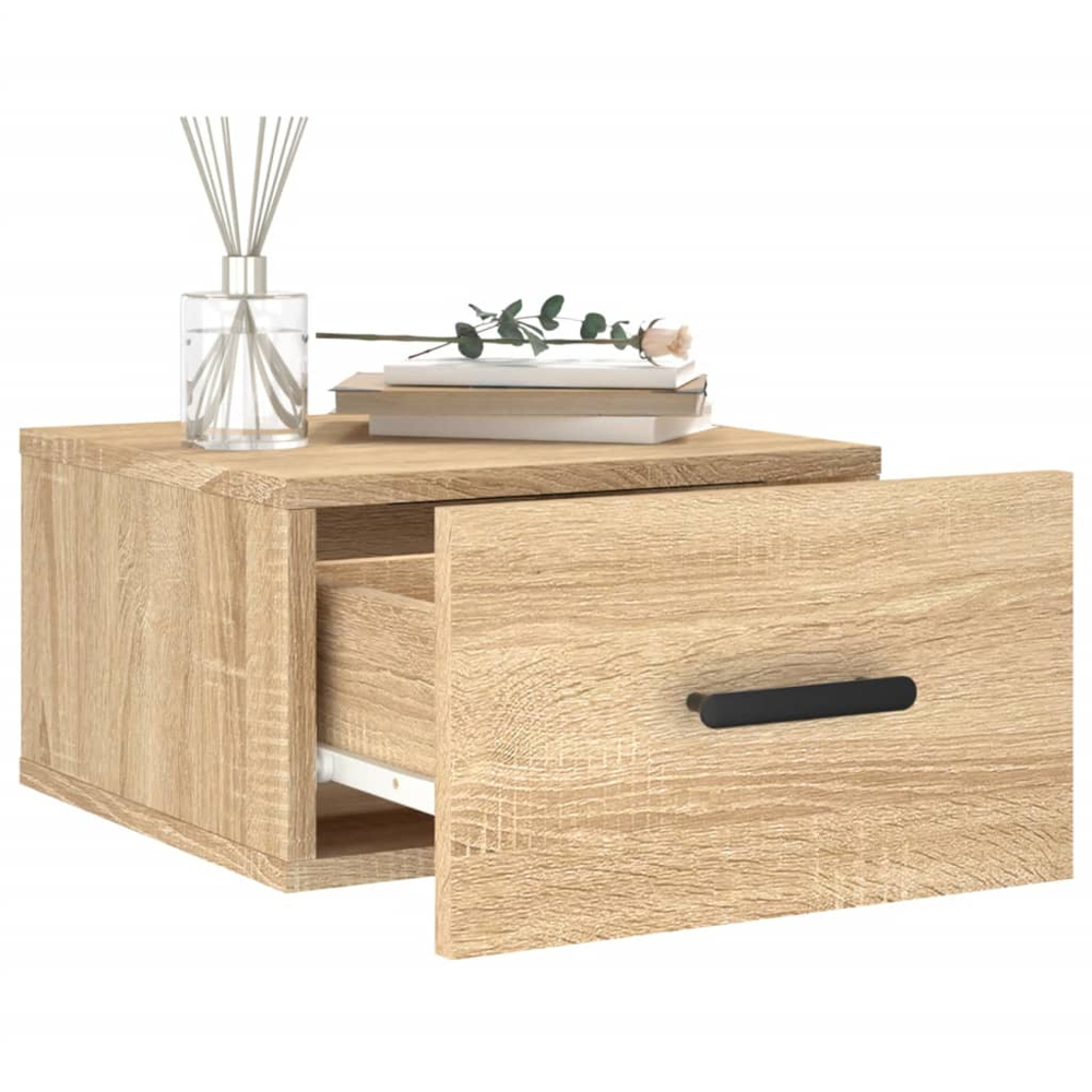 vidaXL Single Drawer Sonoma Oak Wall Mounted Bedside Cabinet Image 4