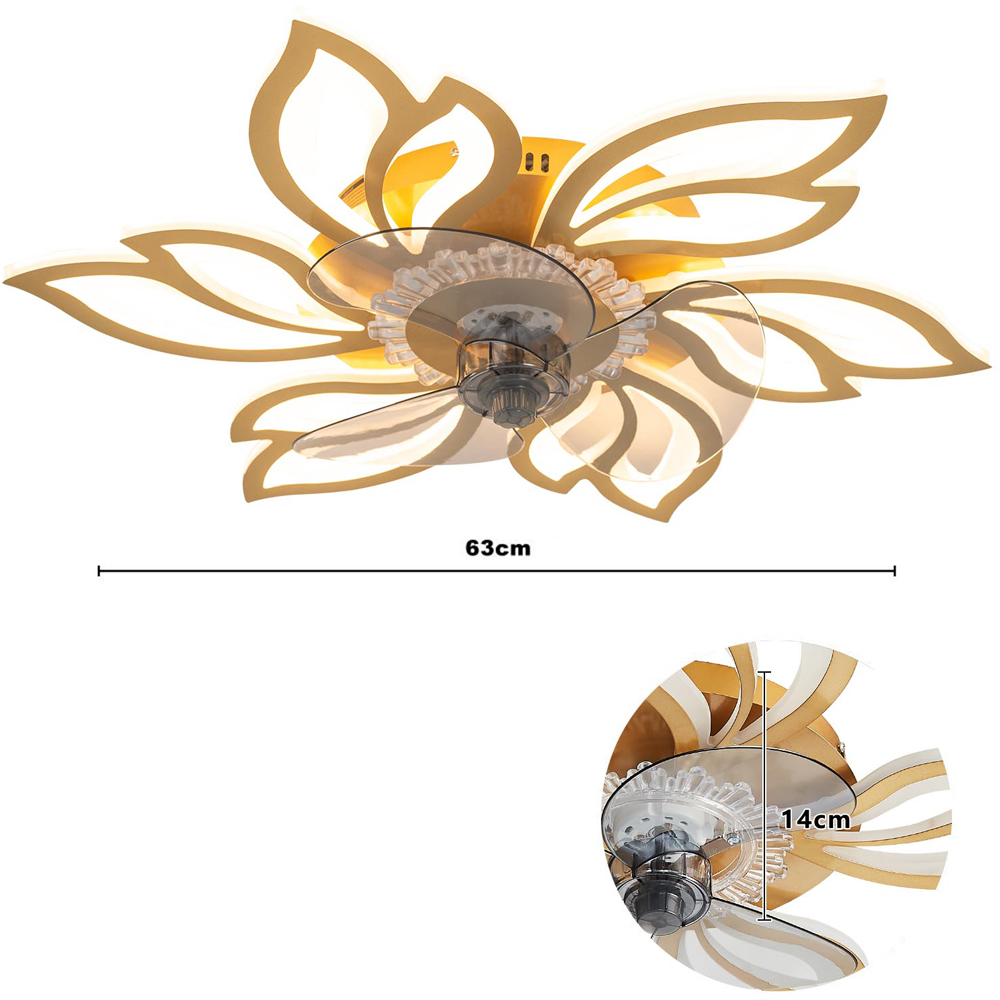 Living and Home White Flower Design Ceiling Fan Light with Remote Control and Bluetooth 26 inch Image 9