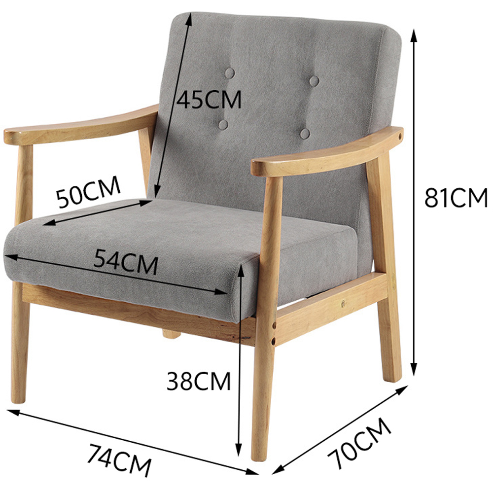 Living and Home Grey Tufted Wooden Armchair Image 9