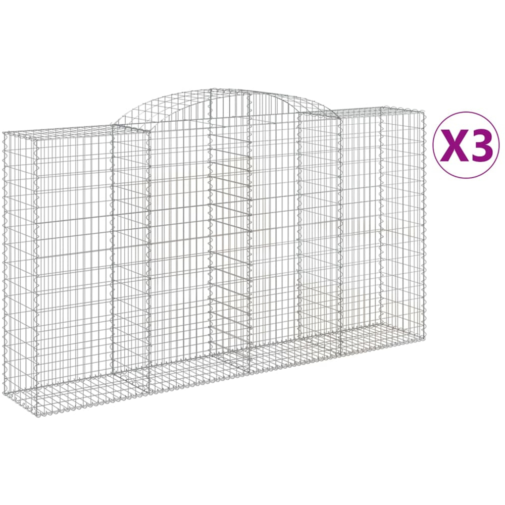 vidaXL Silver Galvanised Iron Gabion Basket 300 x 50 x 160/180cm 3 Pack Image 4