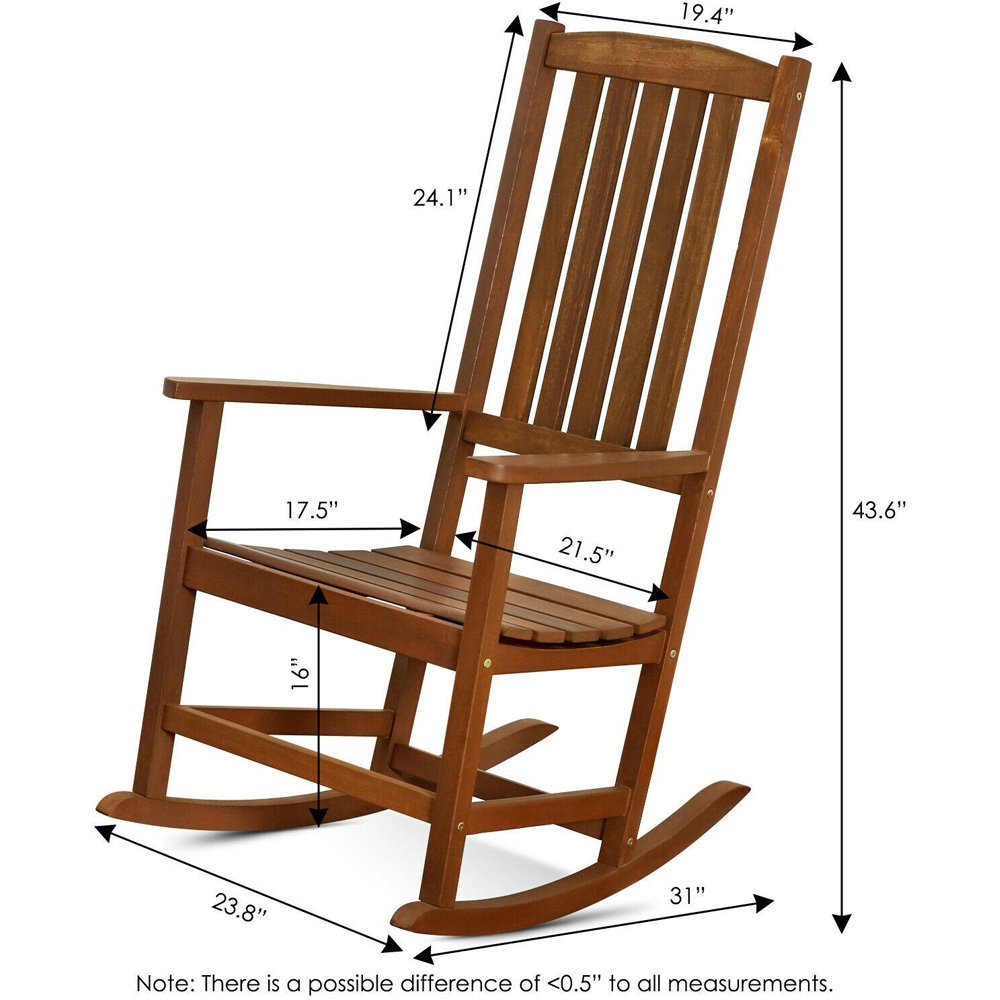 Walplus Teak Oil Hardwood Rocking Chair Image 6