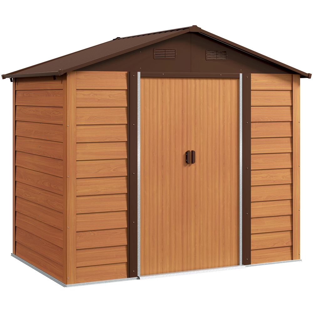 Outsunny 7.3 x 6ft Wood Effect Garden Storage Shed with Sliding Door Image 1