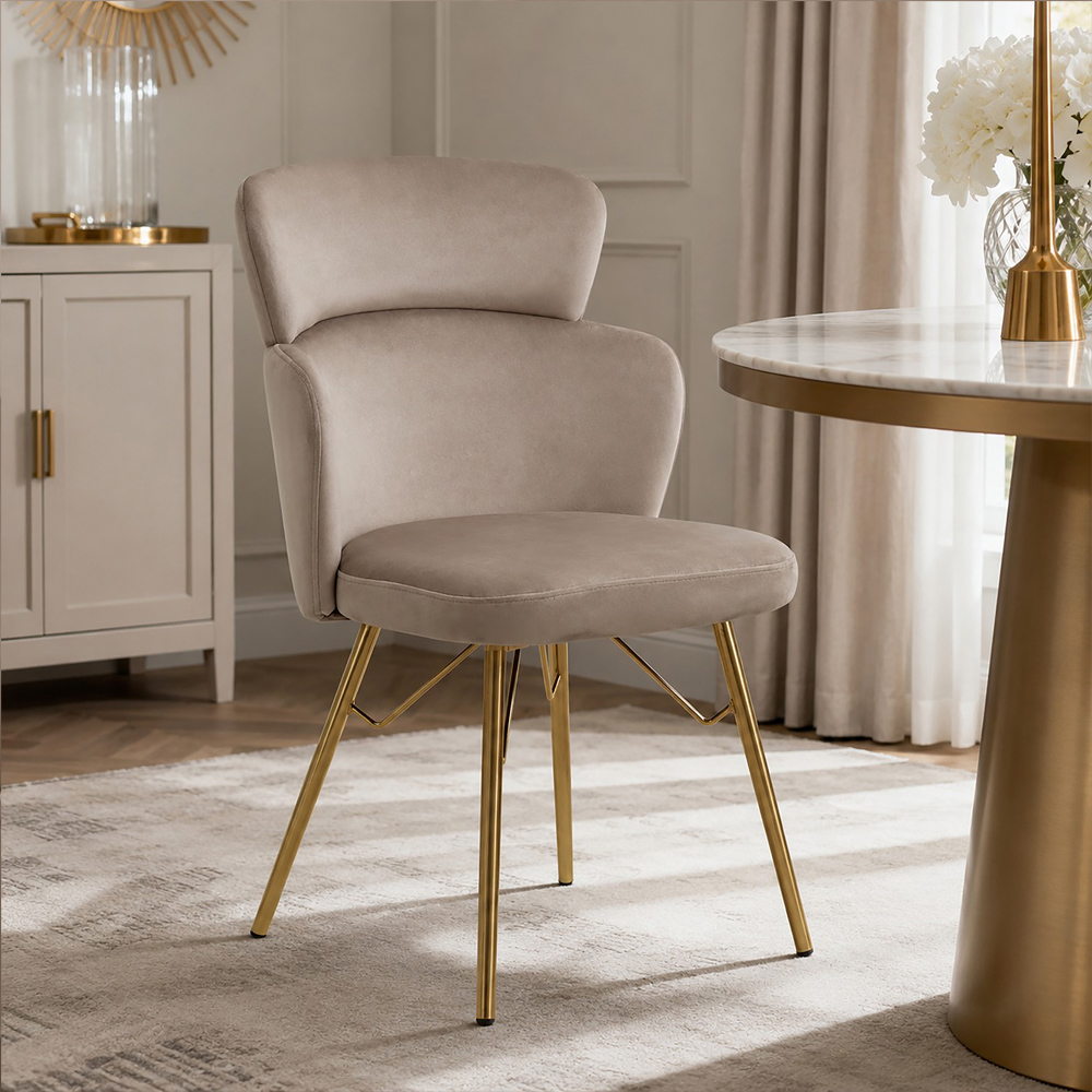 Premier Housewares Veneto Mink Velvet Tiered Back Accent Chair Image 6